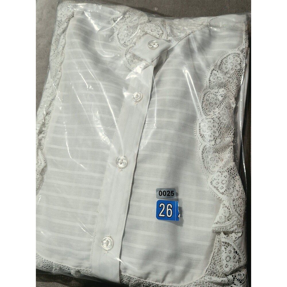 Vintage 70s Victorian Prairie Lace Blouse Neiman Marcus ILGWU White Sheer Top 8 - Picture 16 of 16